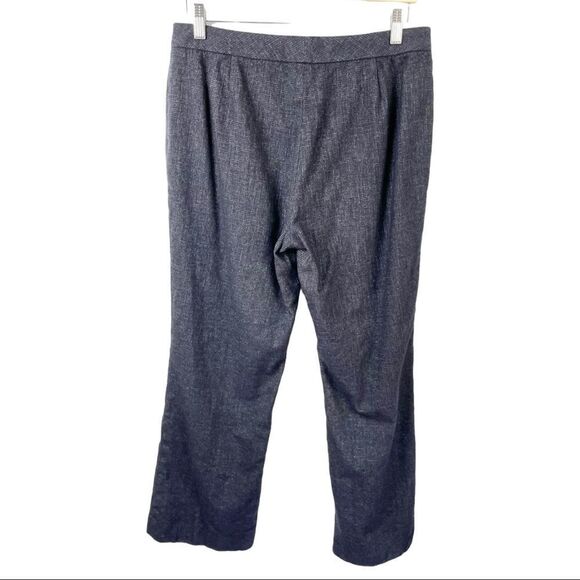 LAFAYETTE 148 Petite Blue Microplaid Wide Leg Wool Blend Trouser Pants Size 10 - Picture 3 of 6